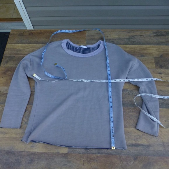 Stateside long sleeve sweatshirt S Rayon Made in USA Reversible stripe wide crew - Picture 11 of 12